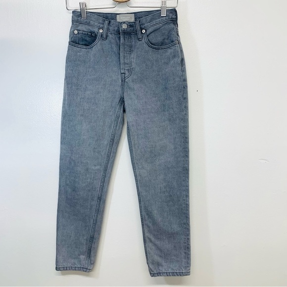 Everlane Jeans Woman 25 90s Cheeky Crop Gray Button Fly Organic Cotton Pockets - Picture 1 of 11